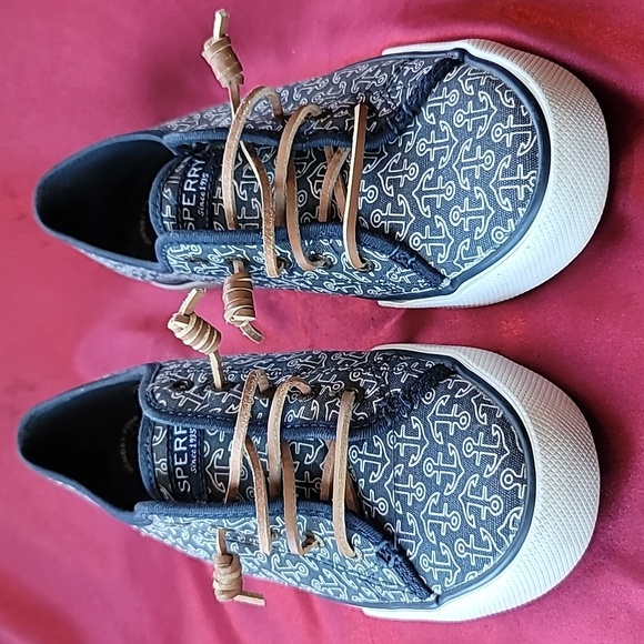 SPERRY womens CREST sz7 lace up RARE ANCHORS sneaker nautical boat shoe … - Picture 6 of 10